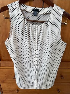 Ann Taylor White Sleeveless Polka Dot Camisole
